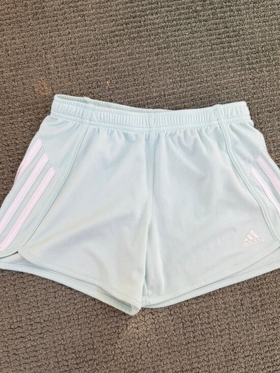 adidas Pants - adidas 3-Stripes Shorts S Mint Aqua White Y2K Athletic Running Gym Pastel